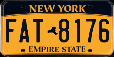 NY license plate FAT8176