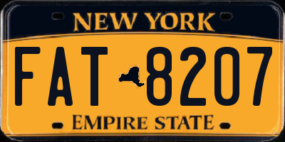 NY license plate FAT8207