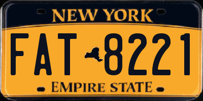 NY license plate FAT8221