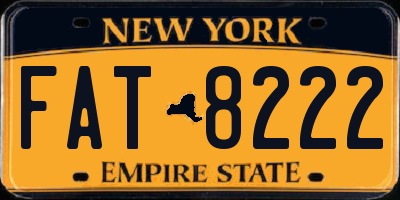 NY license plate FAT8222