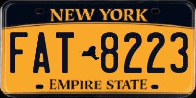 NY license plate FAT8223