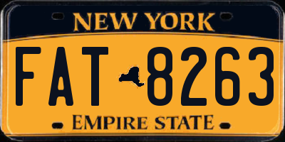 NY license plate FAT8263