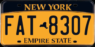 NY license plate FAT8307