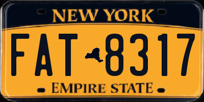 NY license plate FAT8317