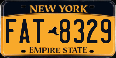 NY license plate FAT8329