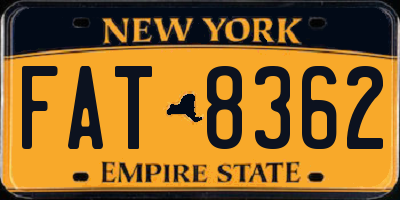 NY license plate FAT8362