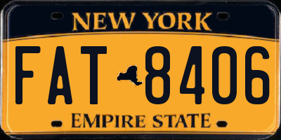 NY license plate FAT8406