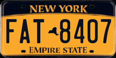 NY license plate FAT8407