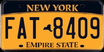 NY license plate FAT8409
