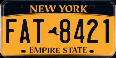 NY license plate FAT8421