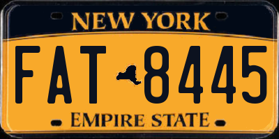 NY license plate FAT8445
