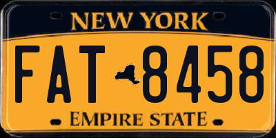 NY license plate FAT8458