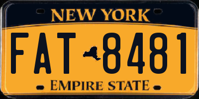 NY license plate FAT8481