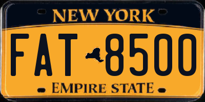 NY license plate FAT8500