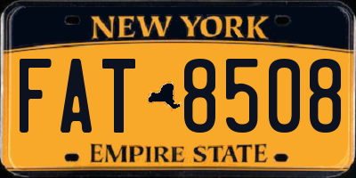 NY license plate FAT8508