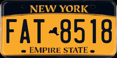 NY license plate FAT8518