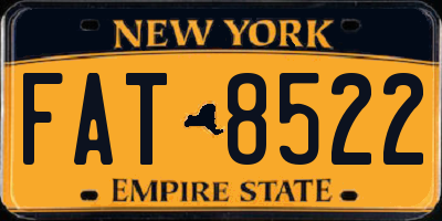 NY license plate FAT8522
