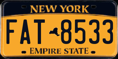 NY license plate FAT8533