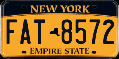 NY license plate FAT8572