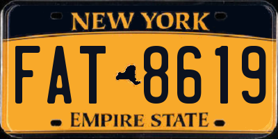 NY license plate FAT8619