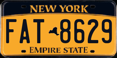 NY license plate FAT8629