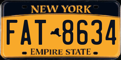 NY license plate FAT8634