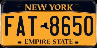 NY license plate FAT8650