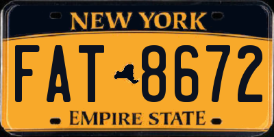 NY license plate FAT8672