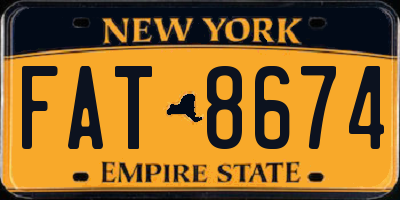 NY license plate FAT8674