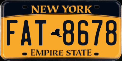 NY license plate FAT8678
