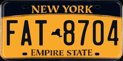 NY license plate FAT8704