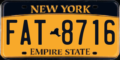 NY license plate FAT8716