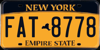 NY license plate FAT8778
