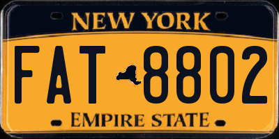 NY license plate FAT8802