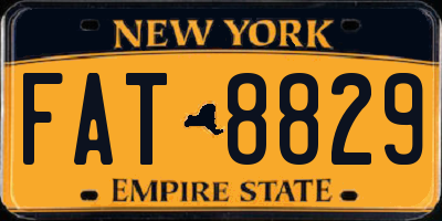NY license plate FAT8829