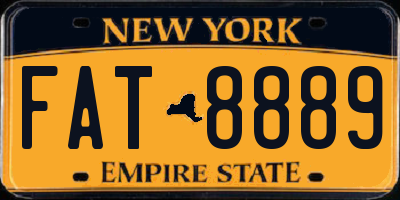 NY license plate FAT8889