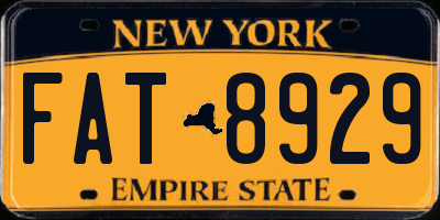 NY license plate FAT8929
