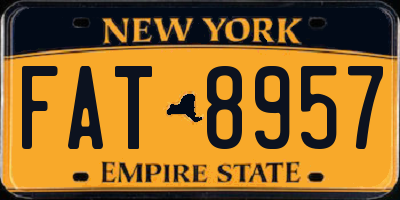 NY license plate FAT8957
