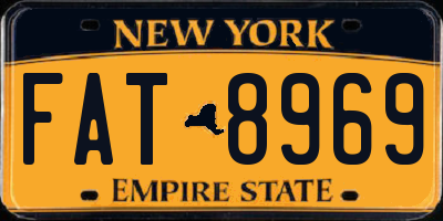 NY license plate FAT8969