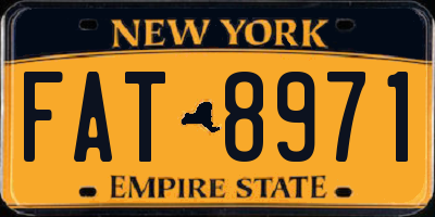 NY license plate FAT8971