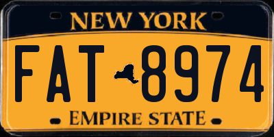 NY license plate FAT8974