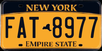 NY license plate FAT8977