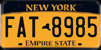 NY license plate FAT8985
