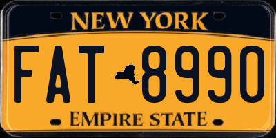 NY license plate FAT8990