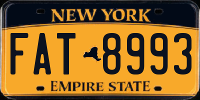 NY license plate FAT8993
