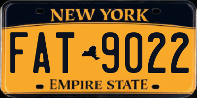 NY license plate FAT9022