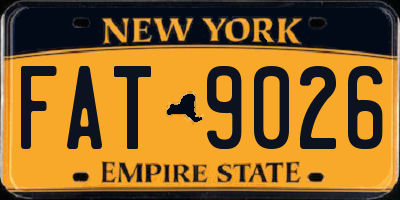 NY license plate FAT9026