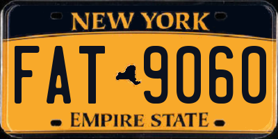 NY license plate FAT9060