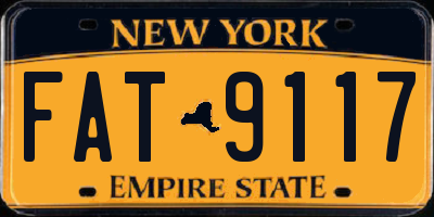 NY license plate FAT9117