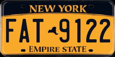 NY license plate FAT9122